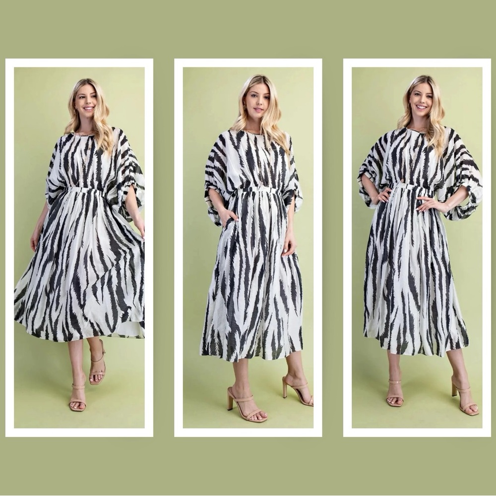 Black and White Zebra Print Maxi Dress